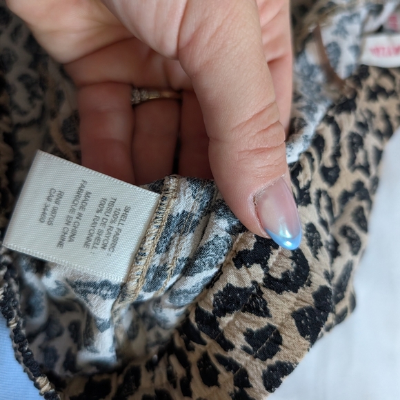 Rebecca Taylor Leopard Print Straight Leg Pants Cheetah Elastic Waist Size 6 - Picture 6 of 8